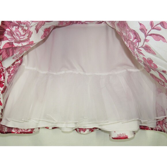 City Studio Red White Floral Crinoline Lined Circle Mini Skirt Juniors Size 11 - Picture 4 of 11